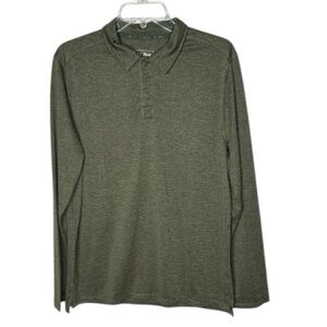 L.L.Bean Slightly Fitted Olive Long Sleeve Polo Shirt. Size Medium.